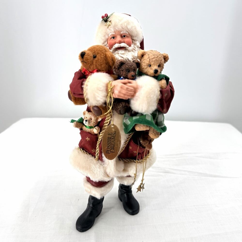 Vintage Possible Dreams Clothtique Santa Claus Teddy Figurine An Armful of Love - Picture 2 of 12